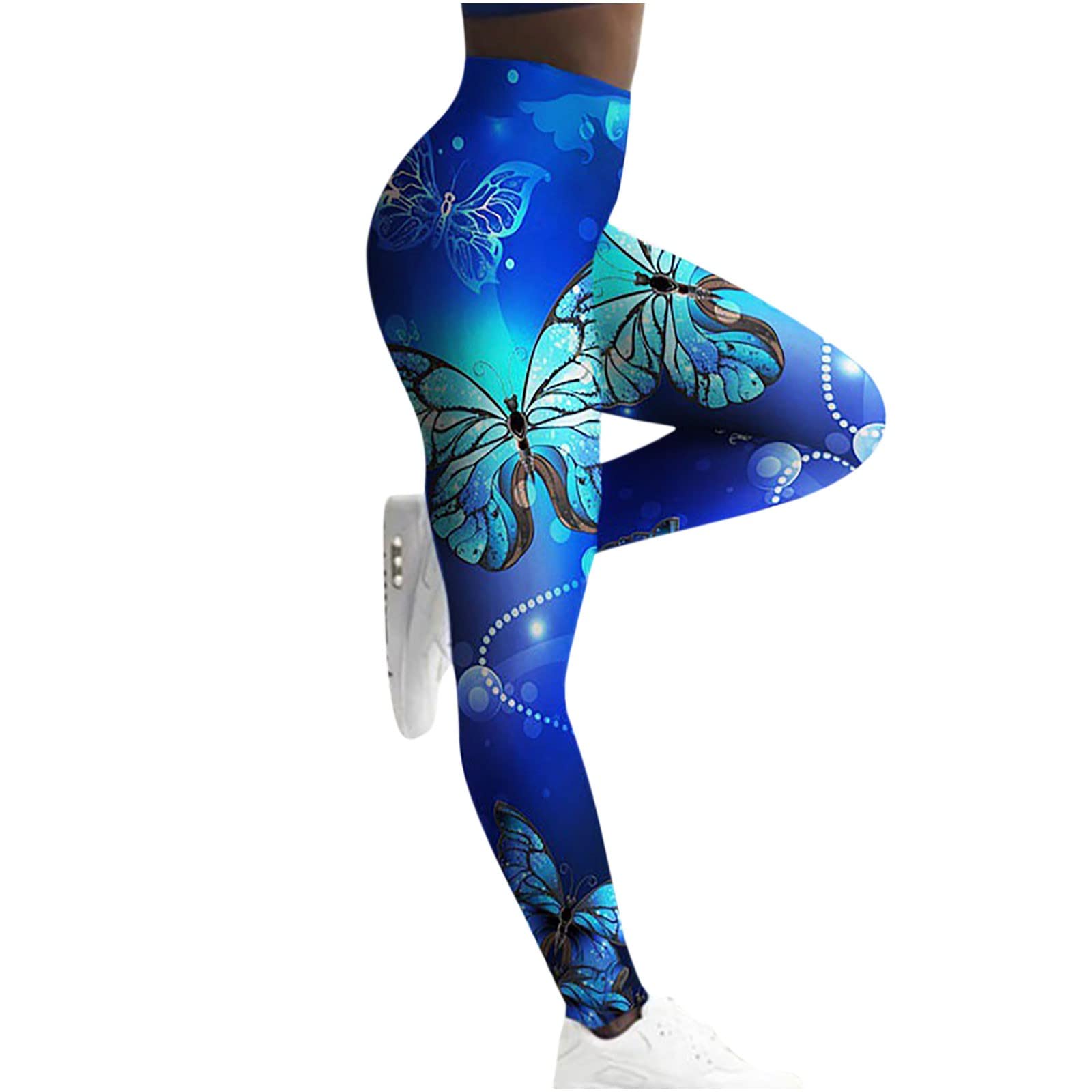 TUNUSKAT Women's Butterfly Print Stretch Yoga Pants - High Waisted Workout Leggings for Fitness, Running, Gym & Sports | Perfect for Yoga, Pilates, Lounge & Active Lifestyle