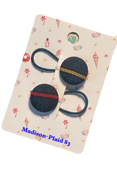 Plaid School Uniform Hair Ties Set of 2 - Girls & Women Hair Accessories, Ponytail Holders & Hair Bobbles by AGD Accessories (Madison 83 Plaid) - Perfect for School Days, Work & Casual Outfits