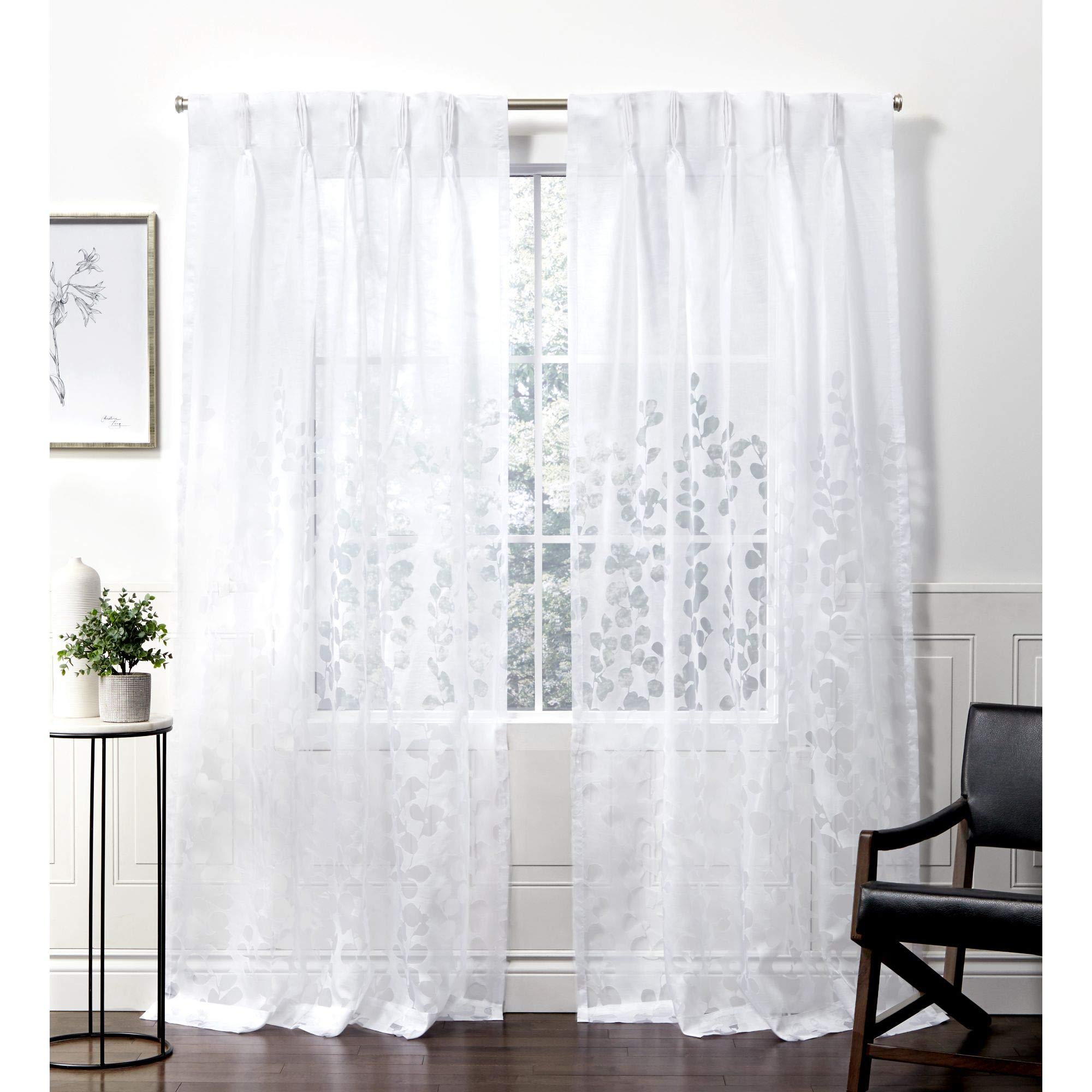 Premium Wilshire Pinch Pleat Curtain Panels - 54x108 Inches, Winter White (Set of 2) - Elegant Home Decor for Living Room & Bedroom