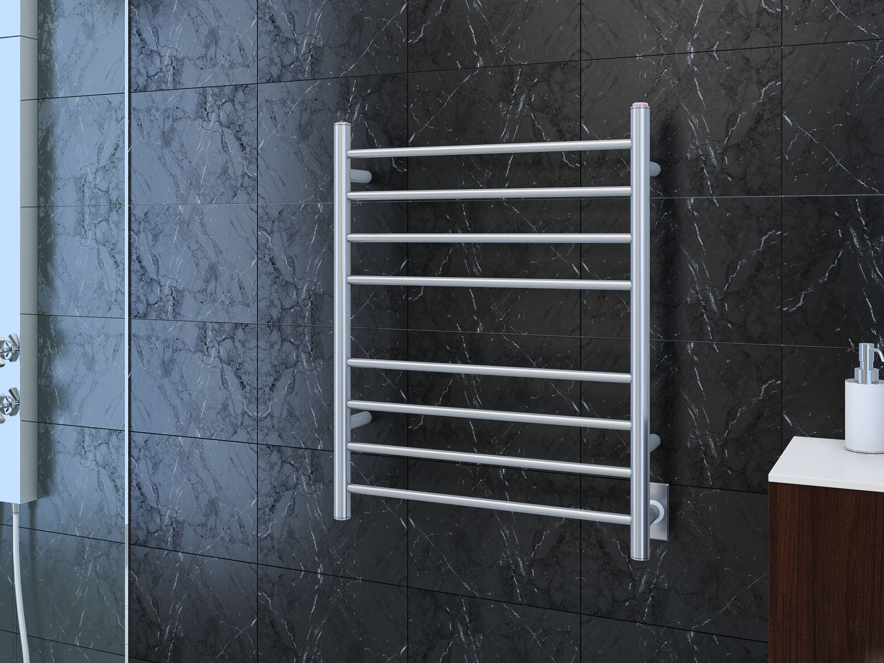 Premium 8-Bar Hardwired & Plug-In Towel Warmer - Polished Stainless Steel - Bathroom Luxury & Spa Experience - Perfect for Home, Hotels, and Spas