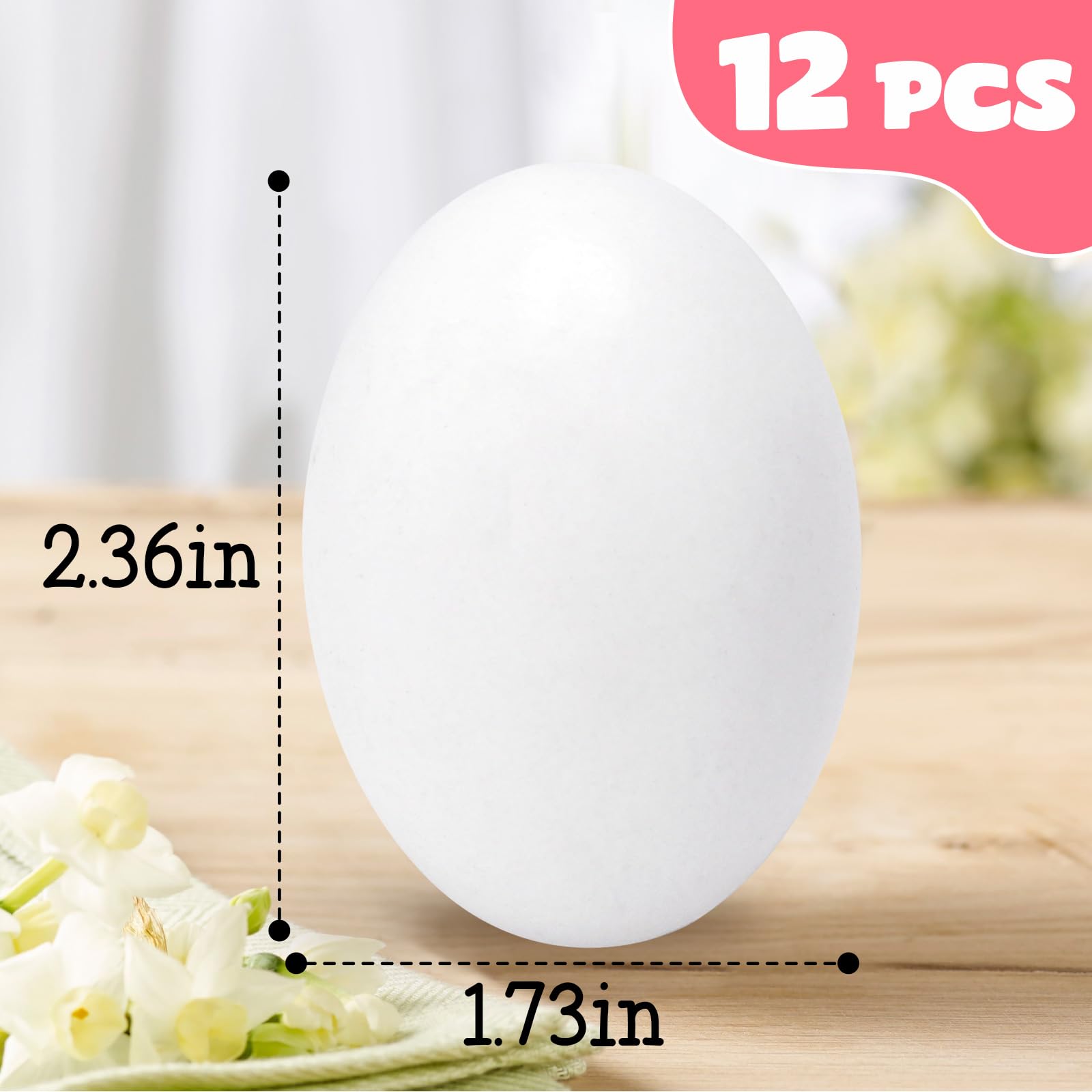 12 PCS White Wooden Eggs for Painting - Fake Easter Eggs, DIY Crafts, Easter Decorations - Perfect for Easter Basket Fillers, Home Decor, and Chicken Coop Training