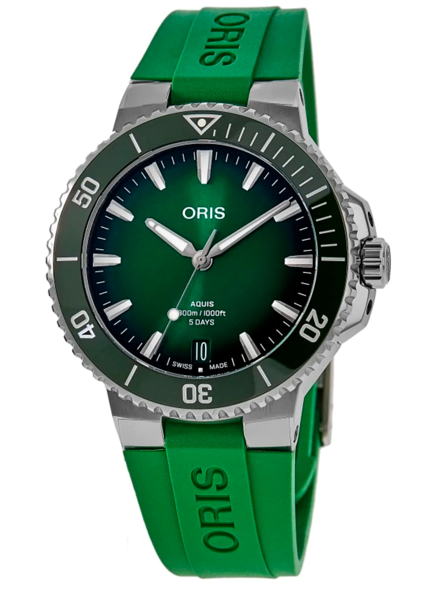 Oris Aquis Date Caliber 400 43.5mm Green Dial Men's Luxury Automatic Watch 01 400 7790 4157 | Waterproof Diving Watch for Men | Perfect for Professional Divers & Everyday Wear