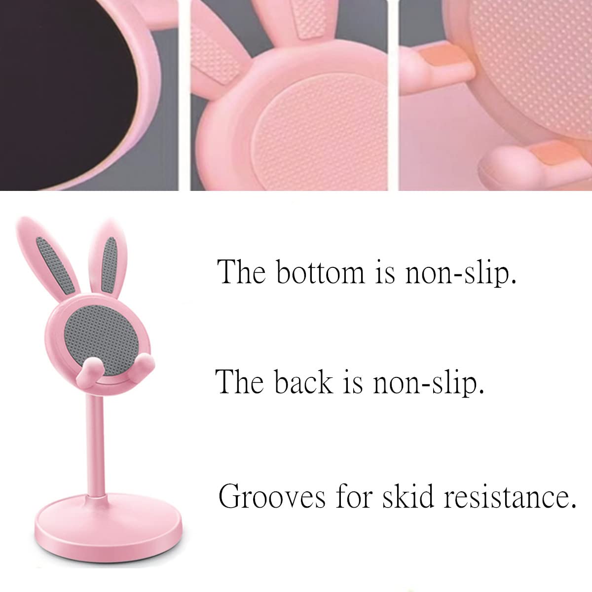 Cute Bunny Phone Stand Holder for iPhone, iPad, Tablets & Nintendo Switch - Kawaii Pink Bunny Phone Dock for Desk, Car & Home Decor - Perfect Gift for Girls & Women