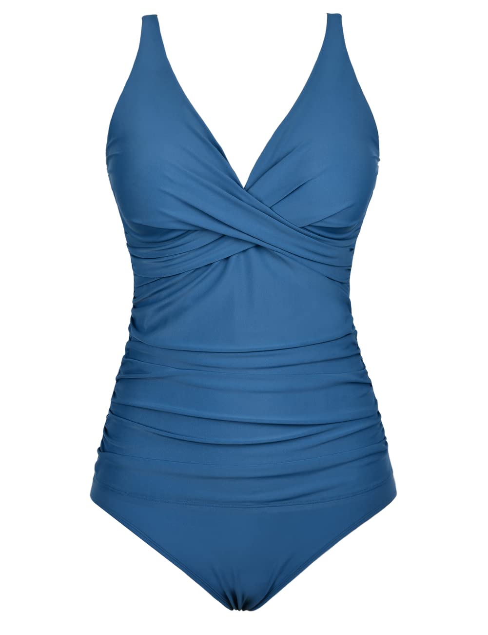 Hilor Women's Tankini Swimsuits - Front Twist V-Neck Tummy Control Two Piece Bathing Suit with Shirred Design | Perfect for Beach Vacations, Pool Parties & Summer Getaways