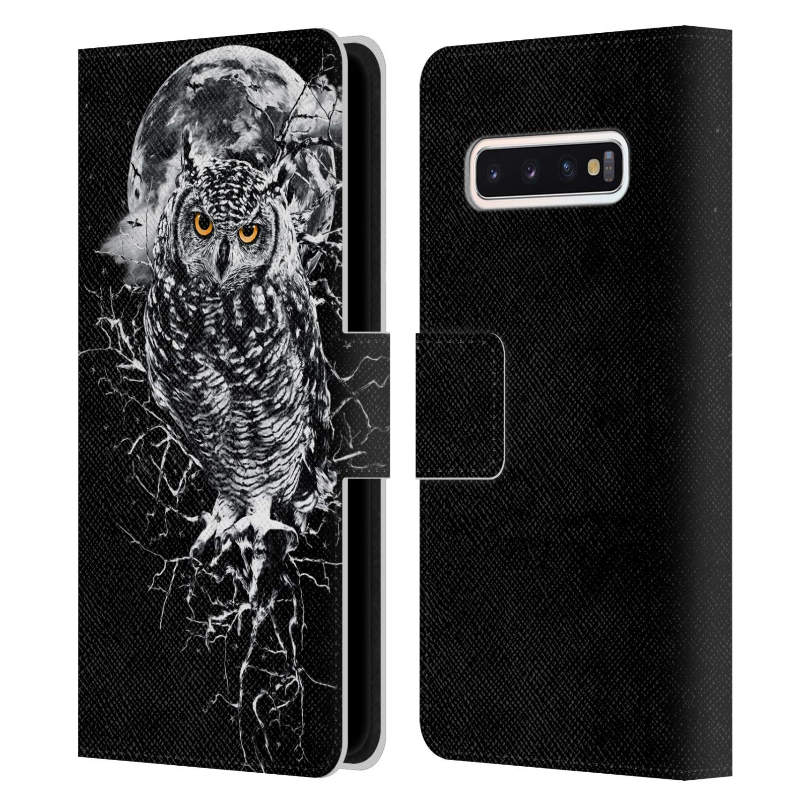Head Case Designs Officially Licensed Riza Peker Owl Animals 2 Leather Book Wallet Case Cover for Samsung Galaxy S10 - Perfect for Work, Travel & Daily Protection