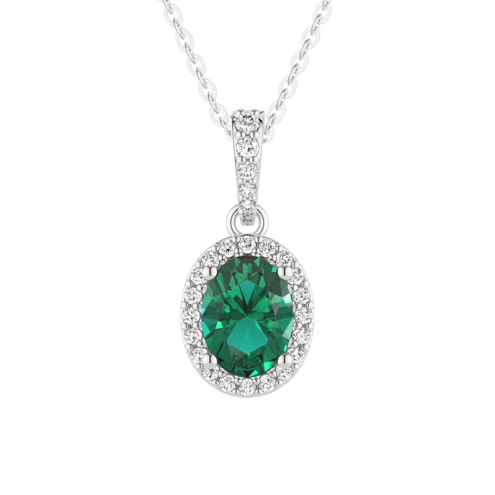 1.69 CT Vintage Style Oval Emerald Halo Pendant Necklace - Elegant Jewelry Gift for Women, Perfect for Weddings, Anniversaries & Special Occasions