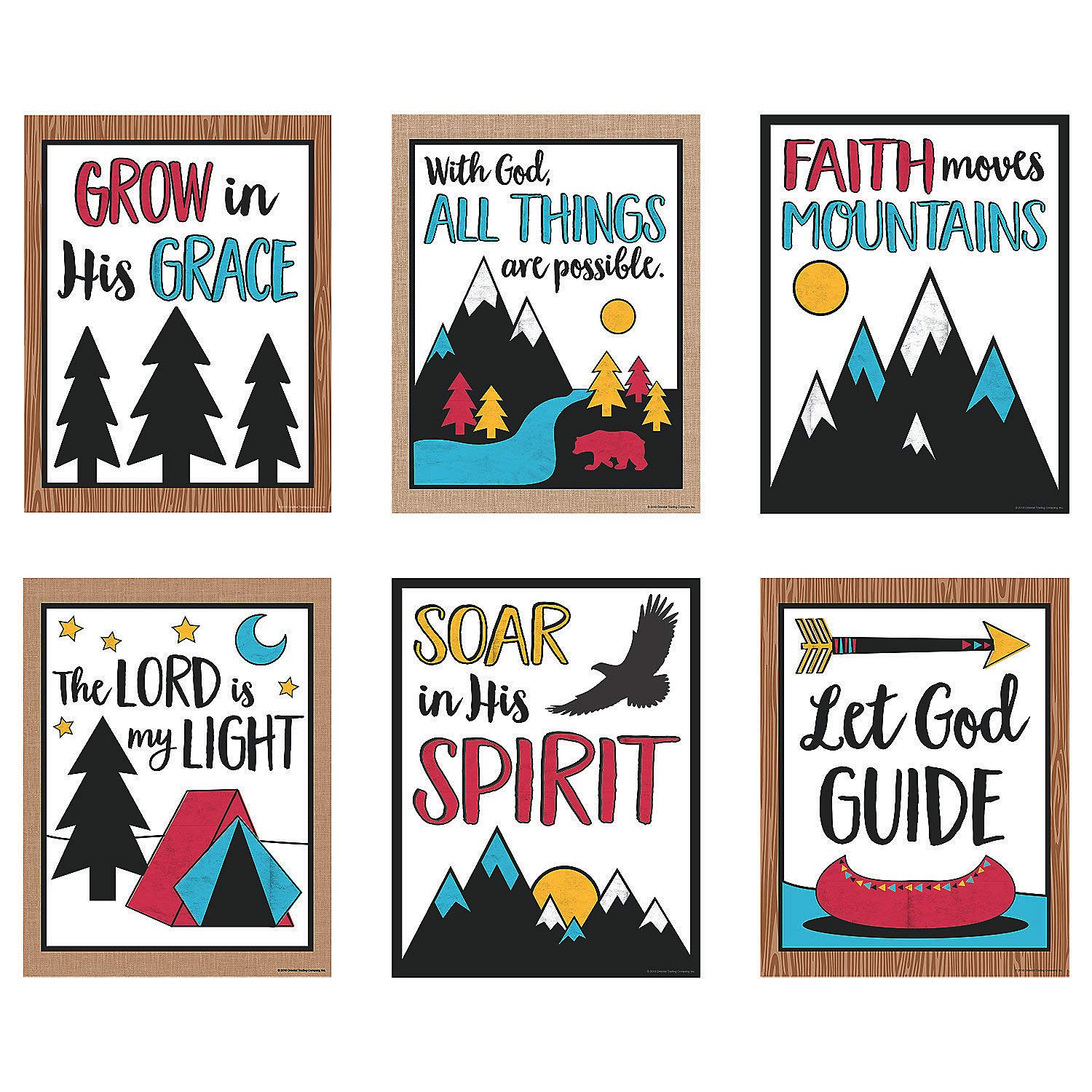 Fun Express Adventure in Faith Poster Set - 6 Piece Educational Bible Learning Activities for Kids - VBS Vacation Bible School Classroom Decor & Sunday School Supplies - Perfect for Christian Homeschooling & Church Events