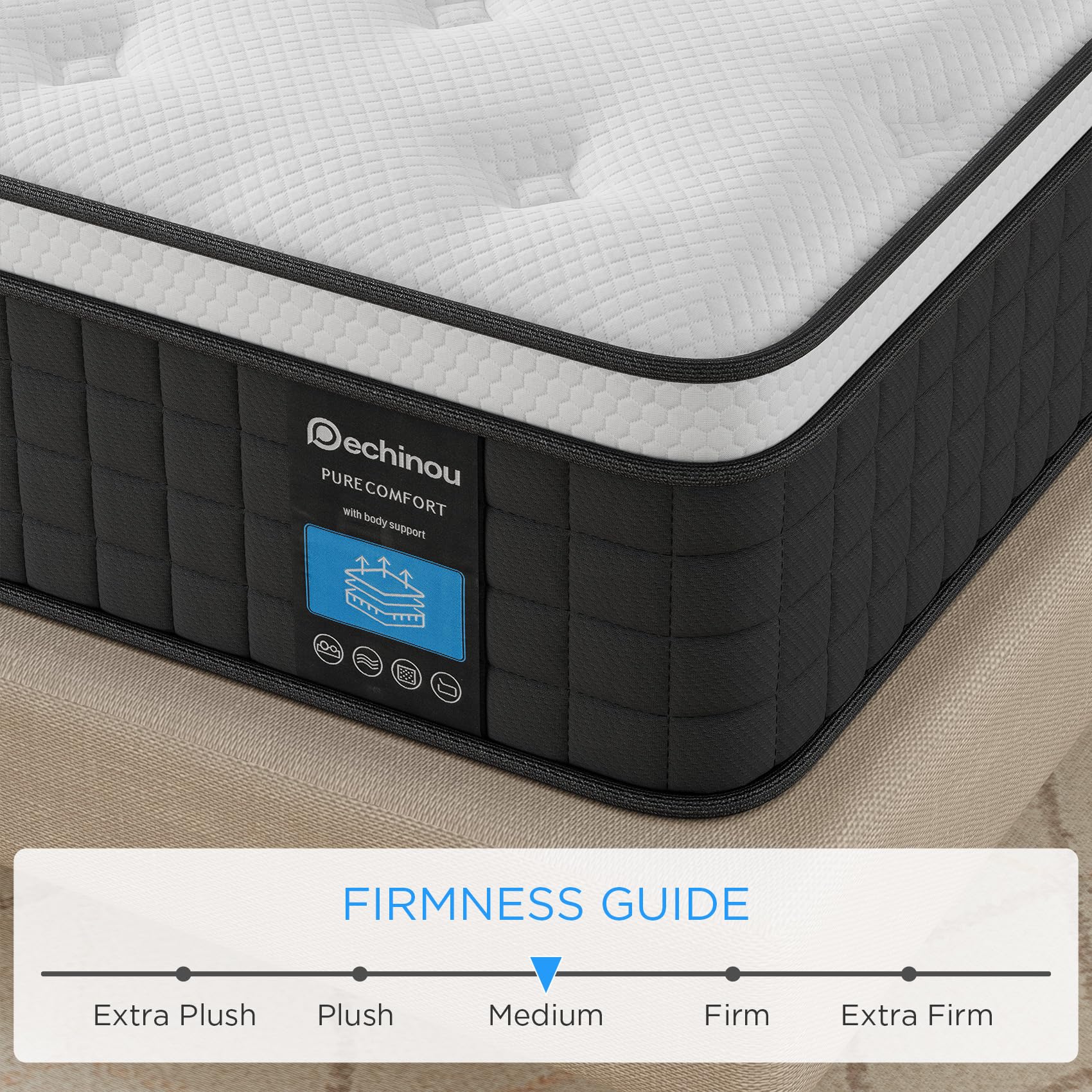 10 Inch Queen Size Hybrid Mattress in a Box - Memory Foam & Pocket Springs for Pressure Relief - Medium Firm, Cool & Breathable - CertiPUR-US Certified - Perfect for Bedrooms, Guest Rooms & Apartments