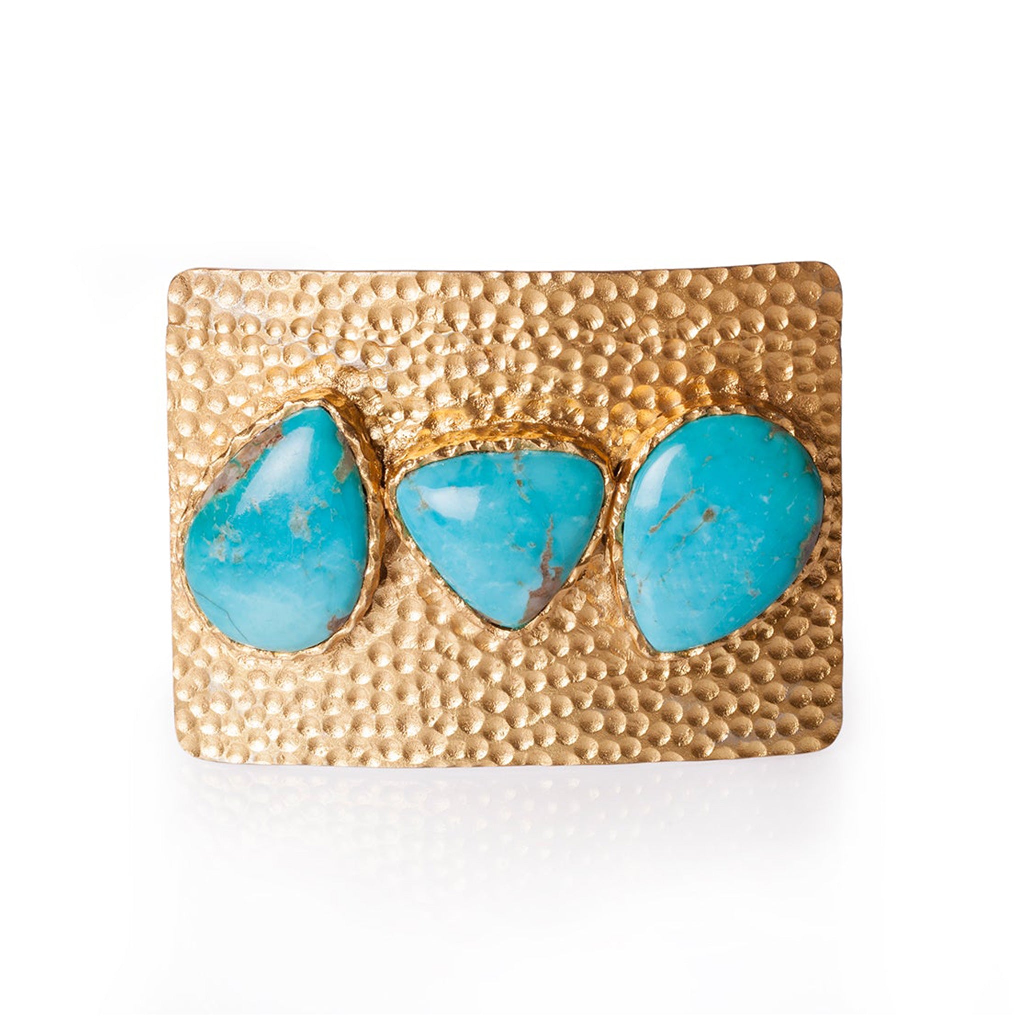 Turquoise and Hammered Gold Belt Buckle for Western Wear | Handcrafted Jewelry for Cowboy Boots & Jeans | Perfect for Rodeo, Country Music Festivals & Western Fashion