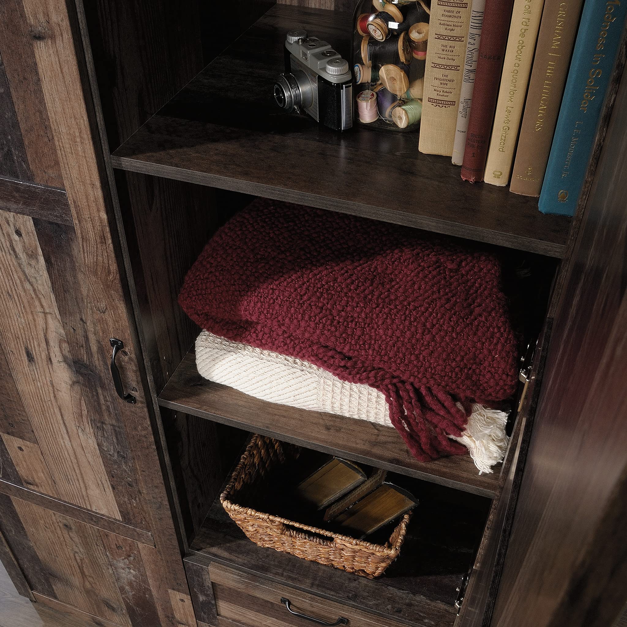 Sauder Reclaimed Pine Storage Wardrobe Cabinet - Pantry Organizer, Closet Storage Solution for Bedroom, Kitchen, and Home Organization