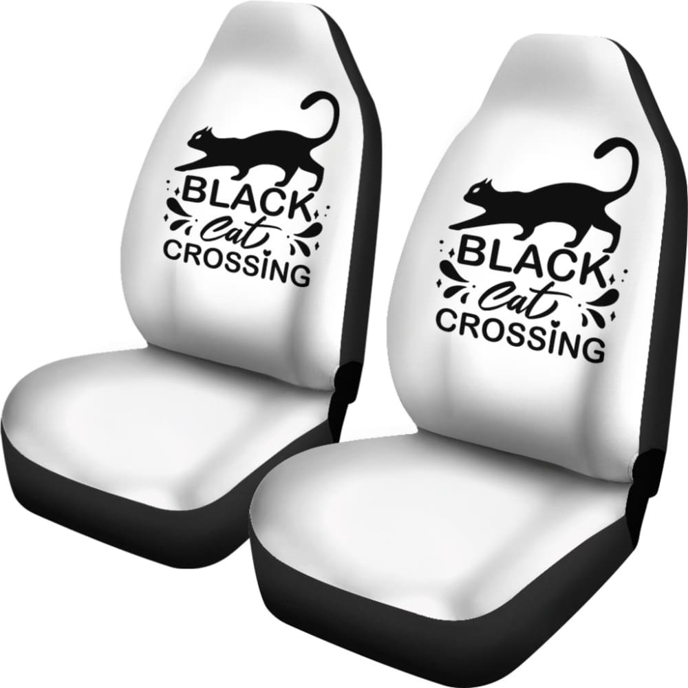 Black Cat Crossing Halloween Car Seat Covers - Spooky Decor for Vehicles - Perfect for Halloween Parties, Trick-or-Treating & Haunted House Events
