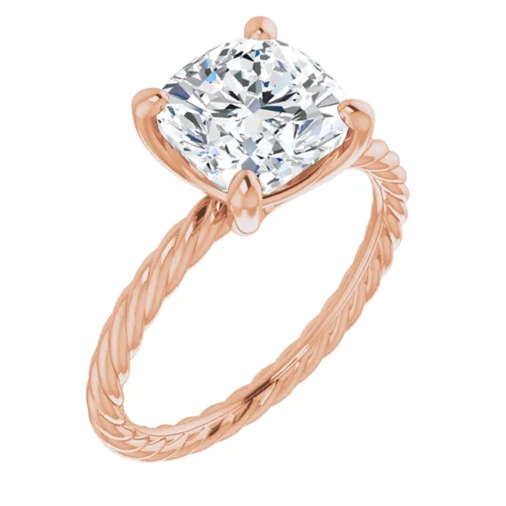 10K Solid Rose Gold Handmade Engagement Ring - 2.0 CT Cushion Cut Moissanite Diamond Solitaire Wedding Band for Women, Perfect for Proposals, Anniversaries & Bridal Jewelry Gifts