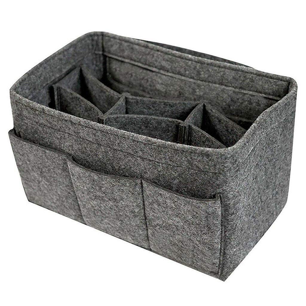 Multi-Pocket Felt Handbag Organizer with Zipper - Cosmetic Makeup Travel Purse Insert for Women | Perfect for Tote Bags, Backpacks & Suitcases