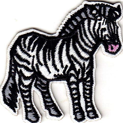 ZEBRA BABY - Jungle Zoo Animal Iron On Embroidered Patch for Kids Clothing, Backpacks & DIY Crafts - Wild Animals Design for Sewing, Scrapbooking & Costume Accessories