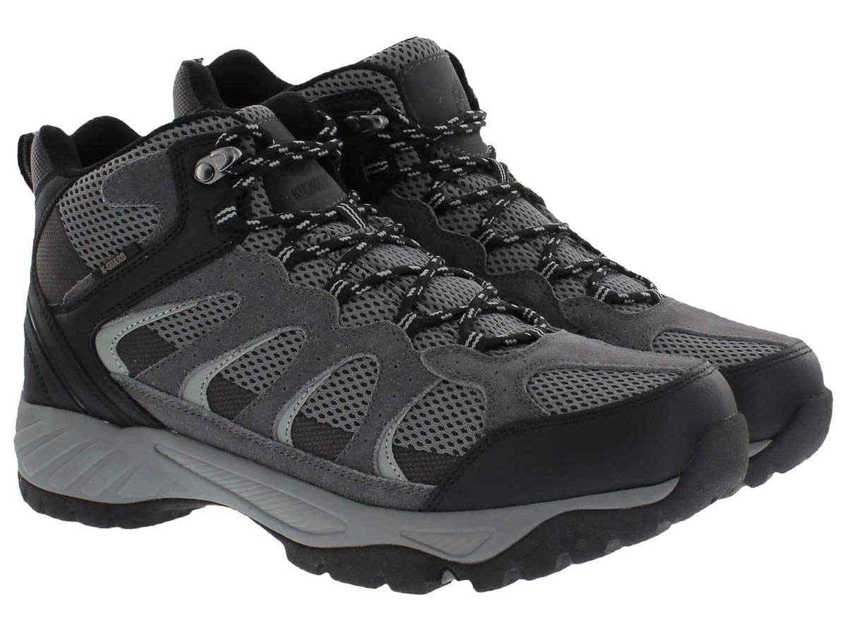 Khombu Tyler Men's Leather Hiking Boots - Waterproof Outdoor Tactical Boots for Men, Black/Grey - Perfect for Mountain Climbing, Camping & Winter Adventures