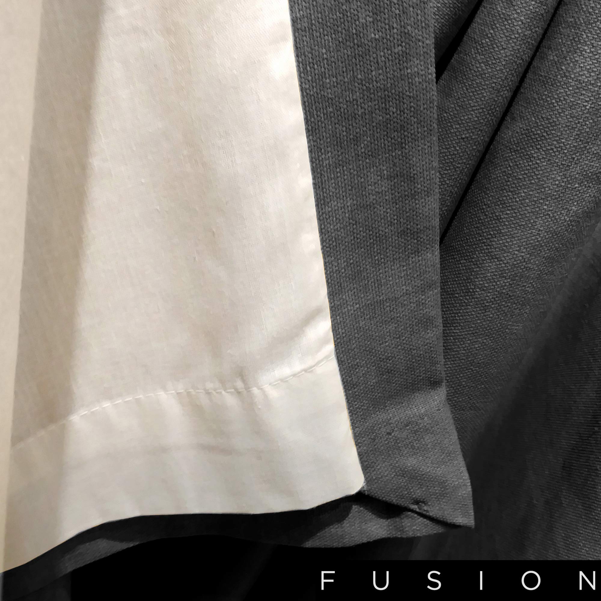 Charcoal Grey Blackout Eyelet Curtains 100% Cotton 90x90 Inches - Ring Top Thermal Insulated Drapes for Bedroom & Living Room - Noise Reducing & Energy Saving Window Treatments