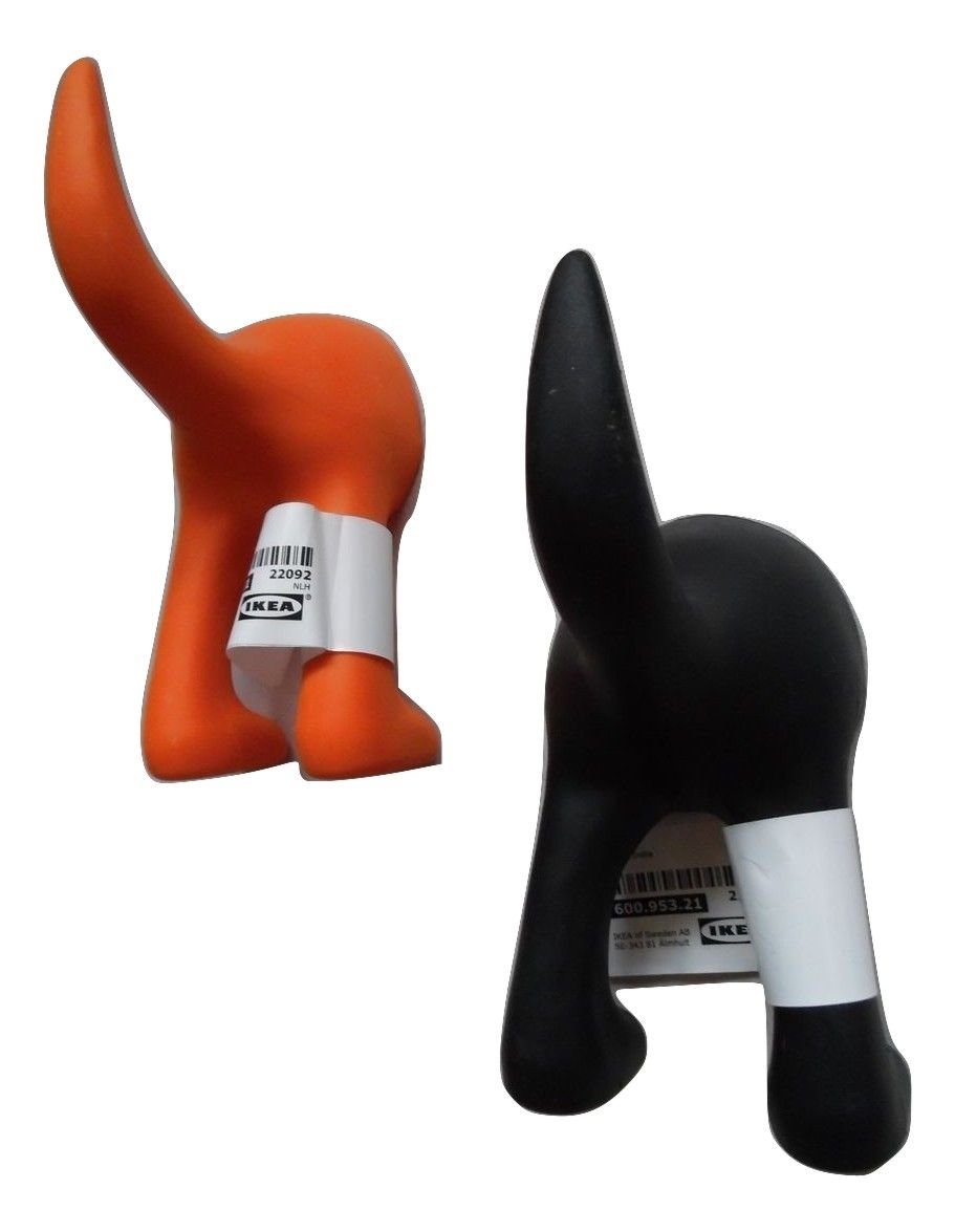2-Pack Black & Orange Bastis Hooks by IKEA - Wall Mounted Organizer for Kitchen, Bathroom, Entryway & Garage Storage