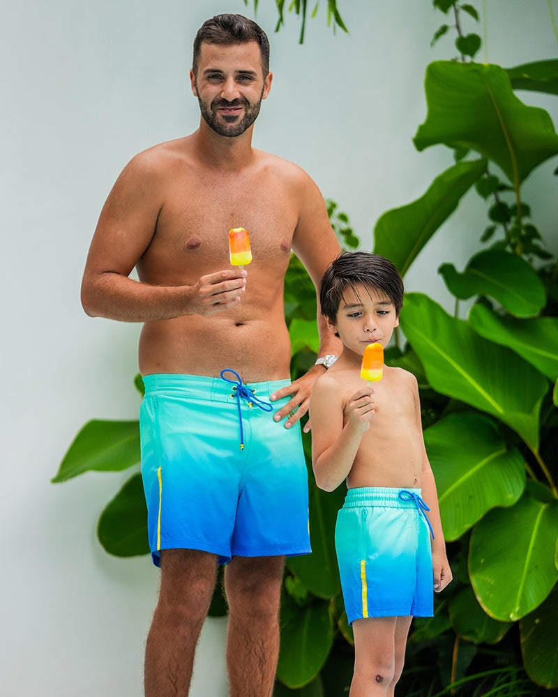 Boys' & Girls' Faded Ocean Print Kids Shorts - Soft Cotton Summer Play Shorts for Outdoor Activities & Beach Fun