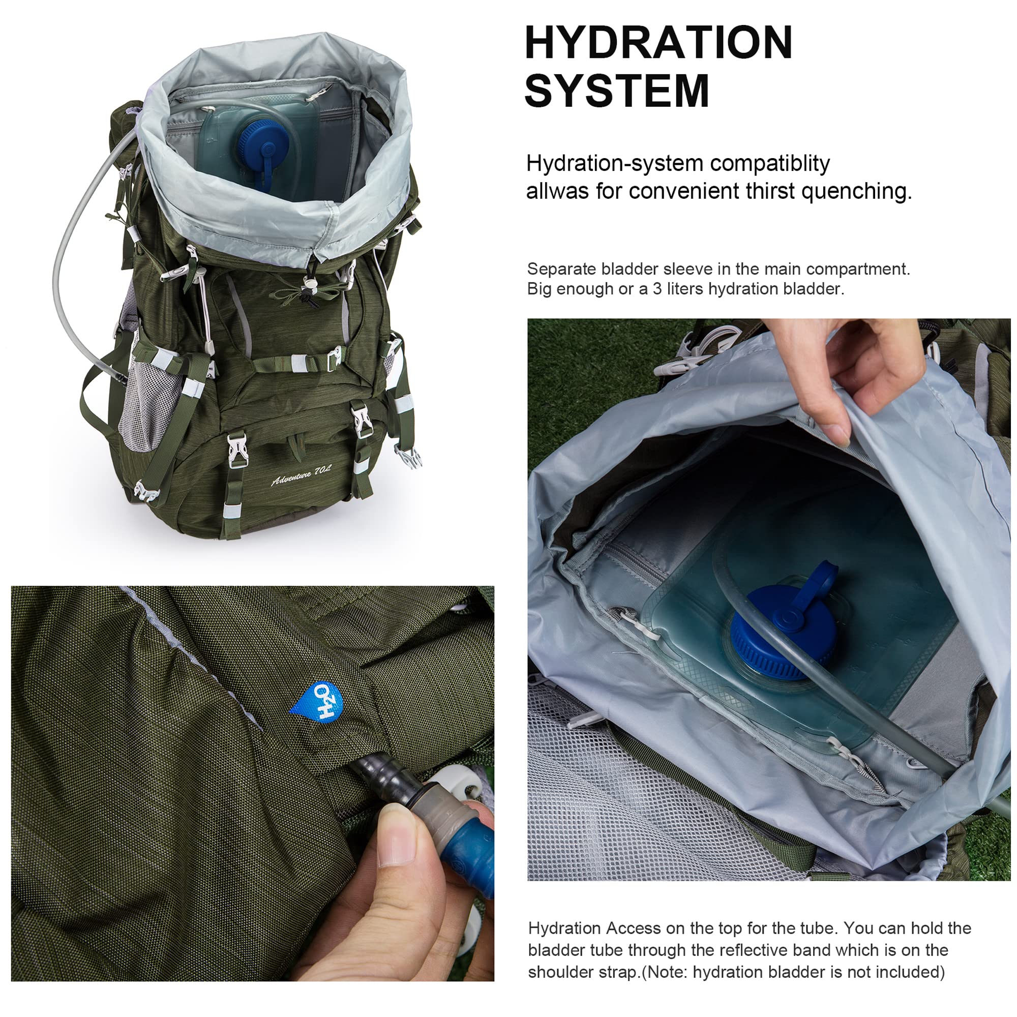 MOUNTAINTOP 70L Waterproof Hiking Backpack for Men & Women - Lightweight Trekking Backpack with Rain Cover - Perfect for Camping, Backpacking, Travel & Outdoor Adventures