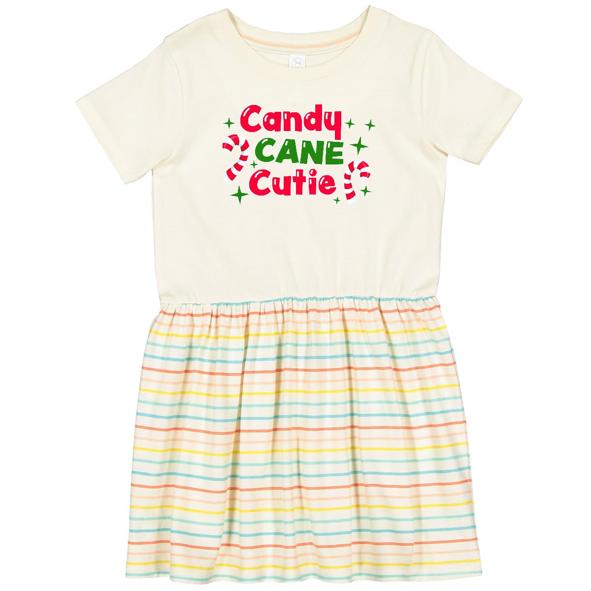 Inktastic Christmas Candy Cane Cutie Toddler Dress - Festive Holiday Outfit for Baby Girls | Perfect for Christmas Parties, Family Photos & Holiday Gatherings