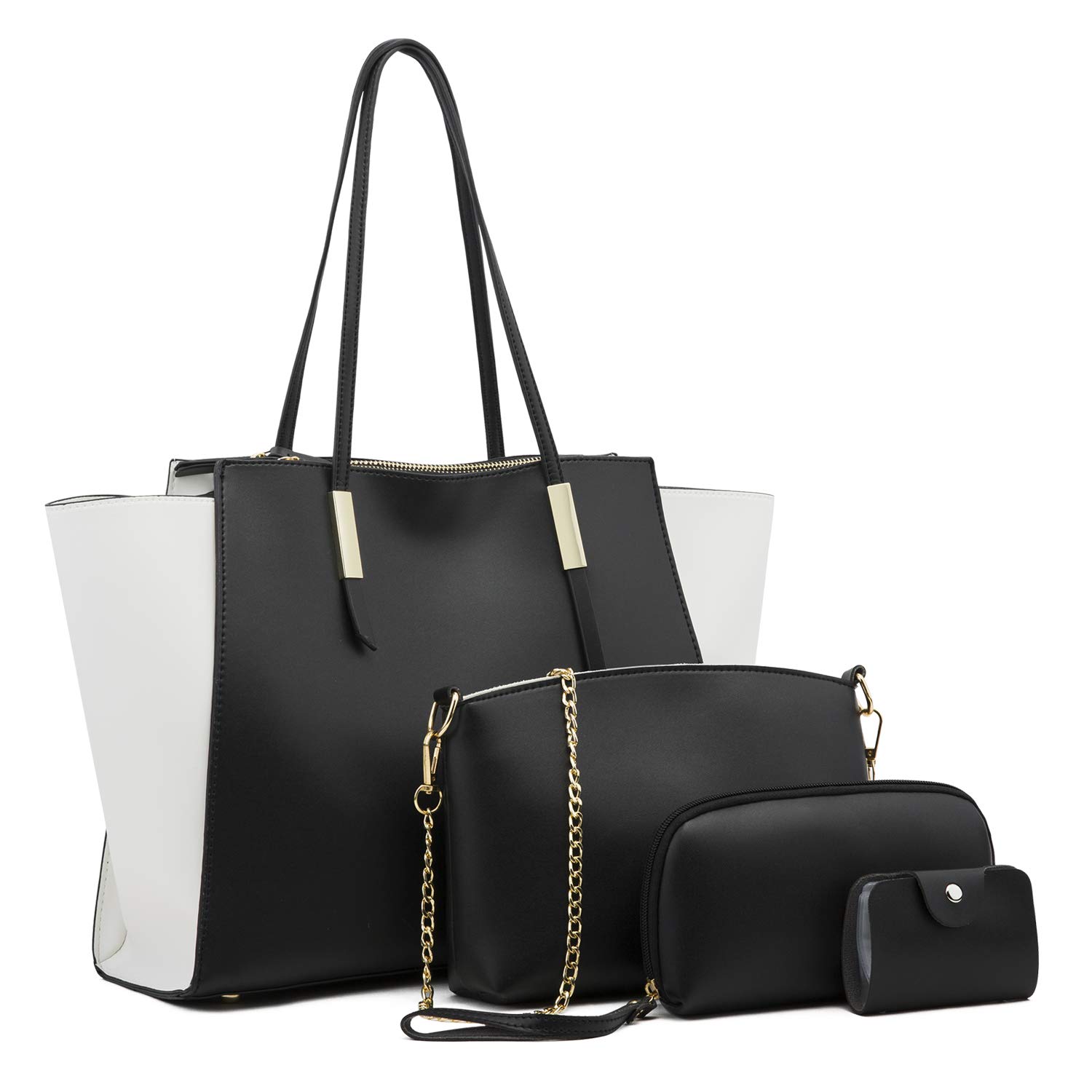 PUSLAN Women's Fashion Handbag Set - 4 Piece Shoulder Bag, Crossbody Purse & Top Carry Bags for Work, Travel & Daily Use