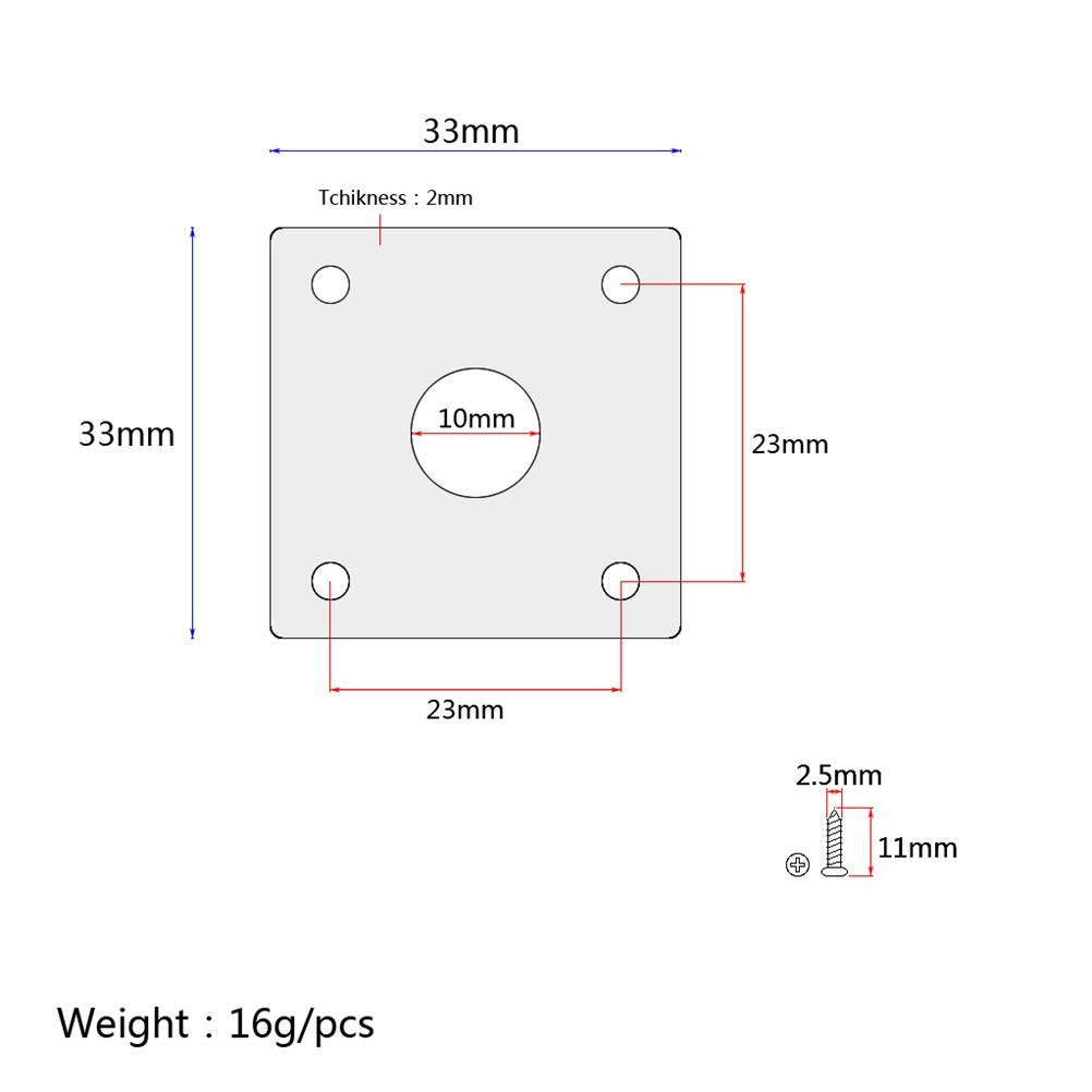 Electric Guitar Input Jack Plate - Metal Guitar Plug & Jack Replacement Part with Quartet Screw - Perfect for DIY Guitar Repairs & Upgrades