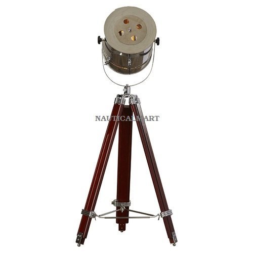 NauticalMart Designer's Searchlight Shiny Finish Tripod Floor Lamp - Modern Adjustable Standing Light for Living Room, Bedroom & Office - Perfect for Reading, Decor & Ambient Lighting