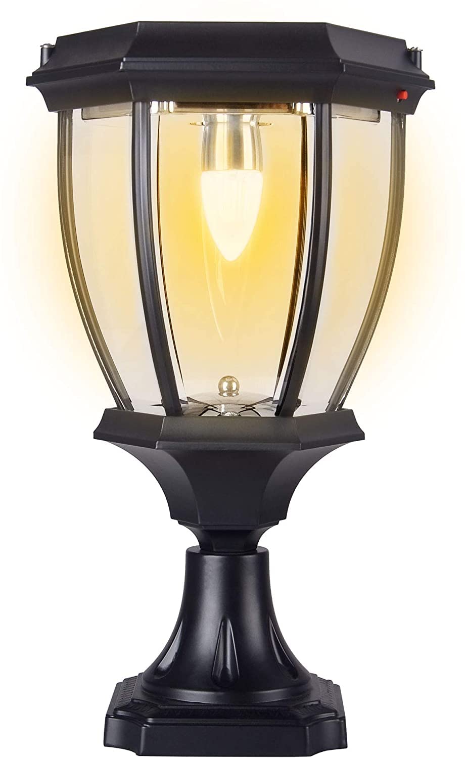Kendal Solar Post Lights Outdoor - Waterproof Solar Powered LED Fence & Deck Lights for Porch, Railing, Patio - Warm White & Black with Clear Glass - Perfect for Garden, Pathway, and Landscape Lighting