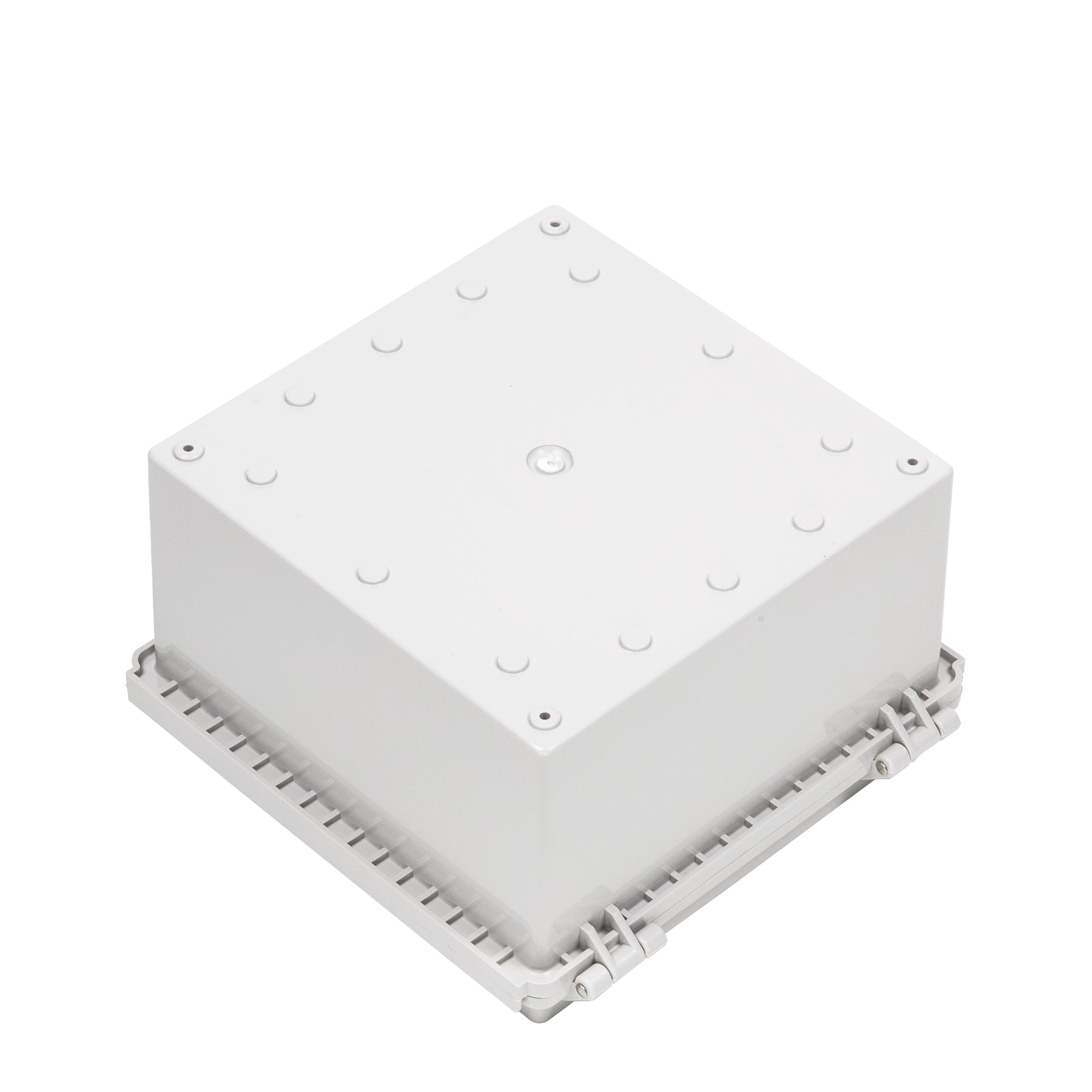 Boxco P Series 8.27 x 8.27 x 5.12 Inches (210 x 210 x 130mm) Waterproof Plastic Enclosure - IP67 & IK08 Rated ABS Grey Case with Molded Hinge & Latch | Ideal for Outdoor Electronics, Industrial Equipment & DIY Projects