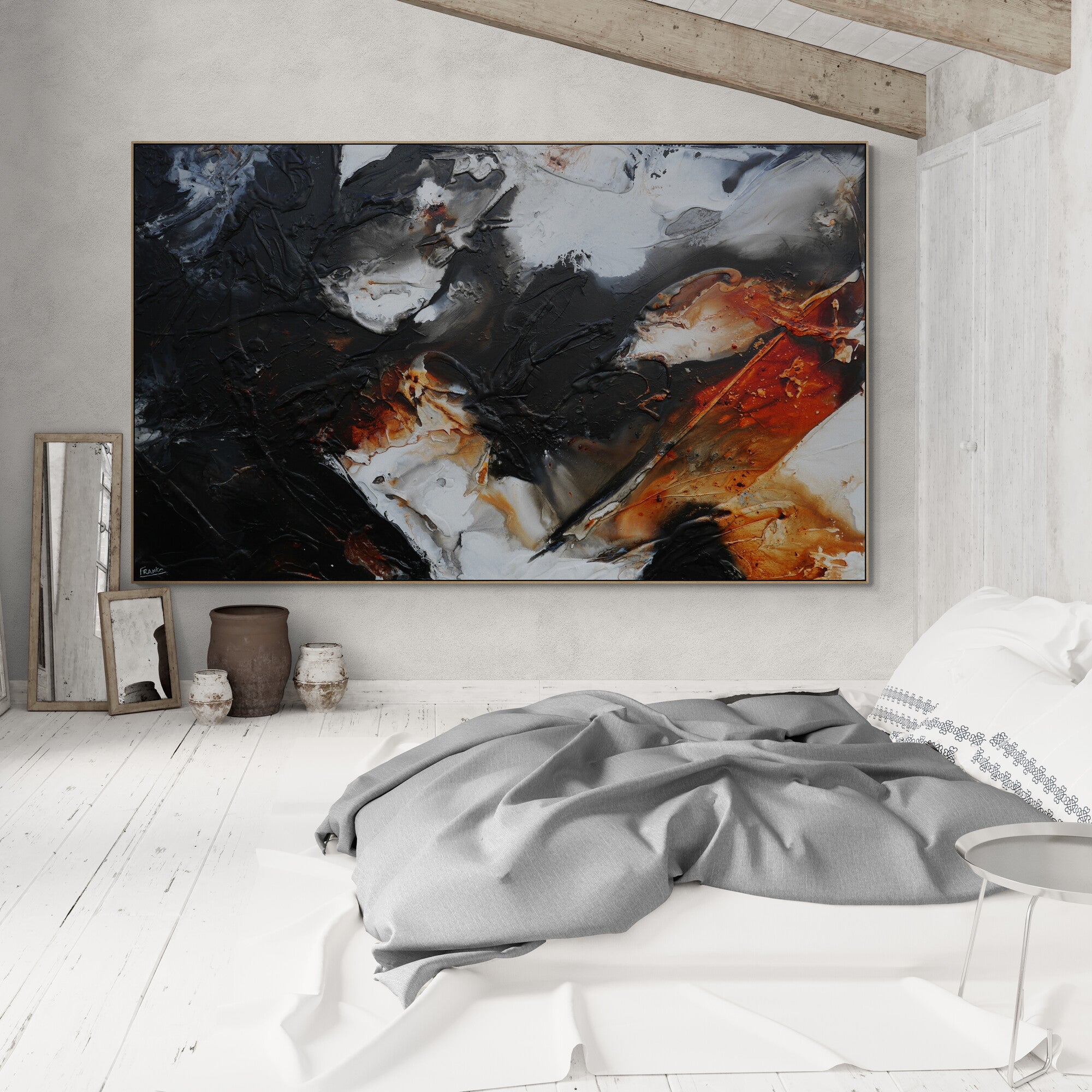 Large Rust Textured Abstract Painting - 250cm x 150cm Organic Oxide Canvas Art for Modern Living Room & Office Wall Decor
