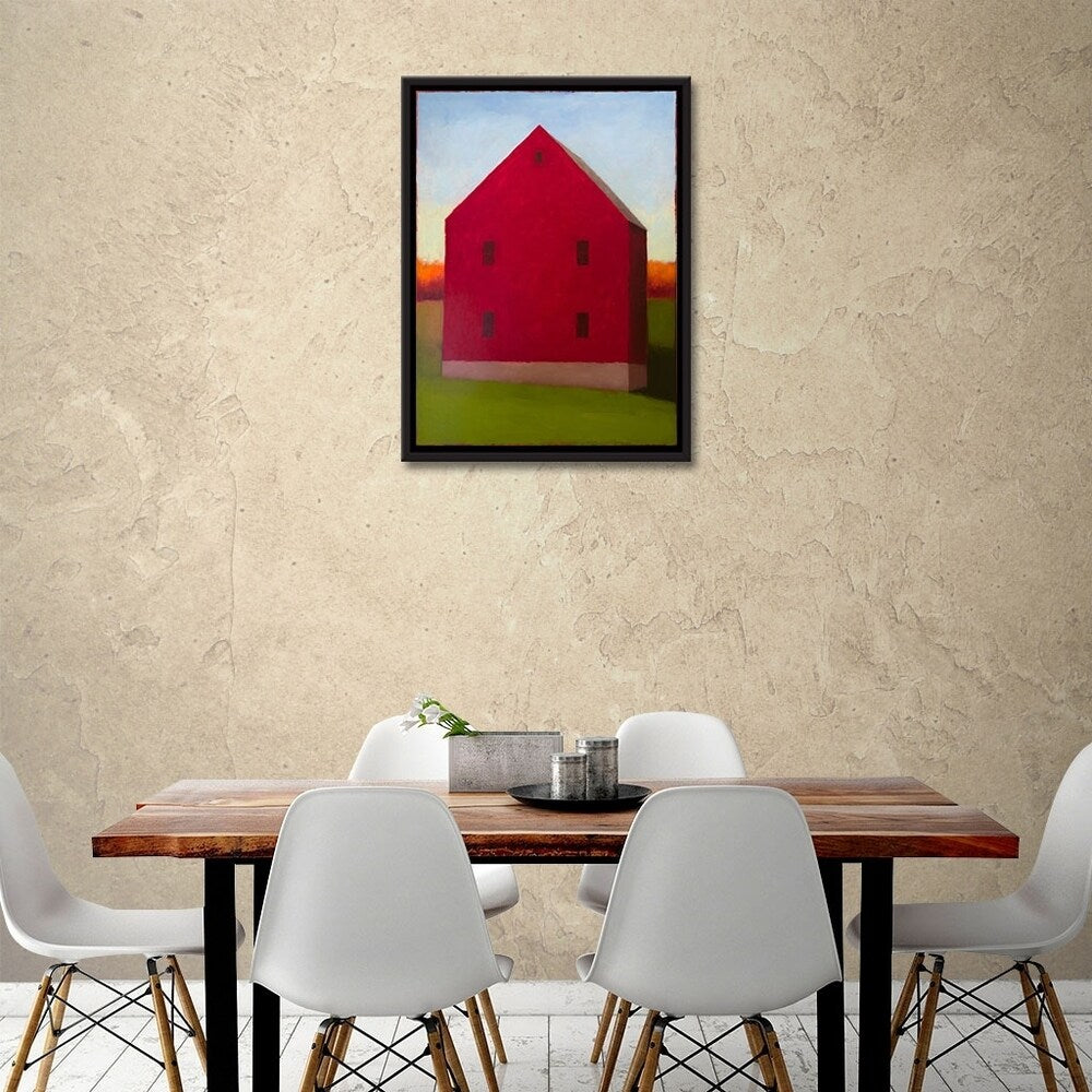 Big Red Gallery Wrapped Floater Framed Canvas Wall Art - Modern Abstract Painting for Living Room, Bedroom & Office Decor