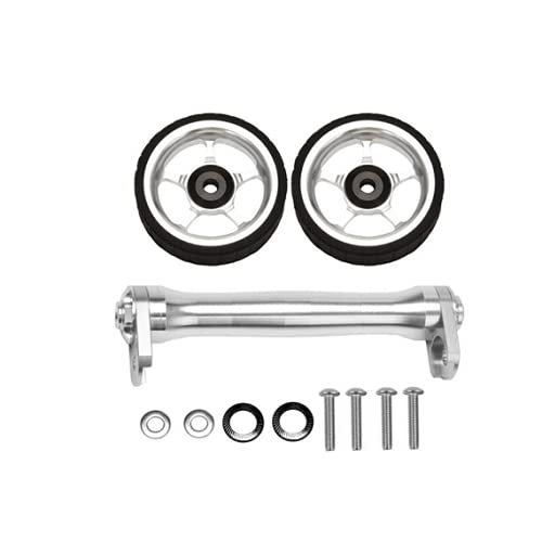 Easy Wheels Extender 2.0 for Brompton Folding Bikes - 2 Wheel Upgrade Kit in Silver | Enhanced Stability & Maneuverability for Urban Commuting & Travel