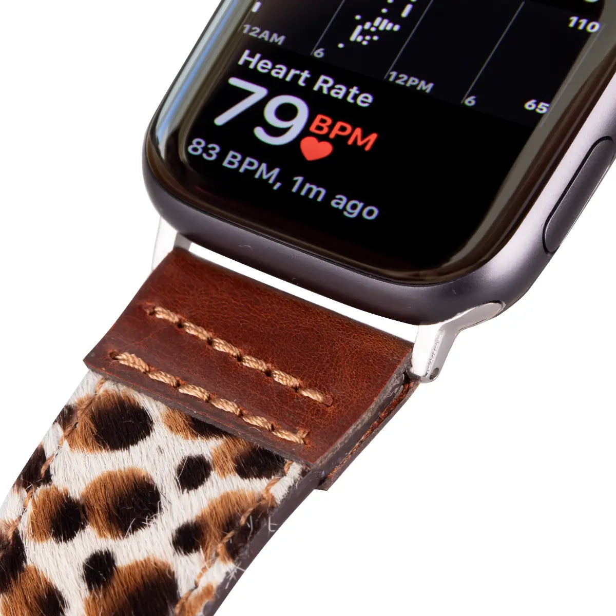 Brown Leopard Print Genuine Leather Sport Band for Apple Watch - Stylish & Durable Replacement Strap for Workouts, Running & Everyday Wear