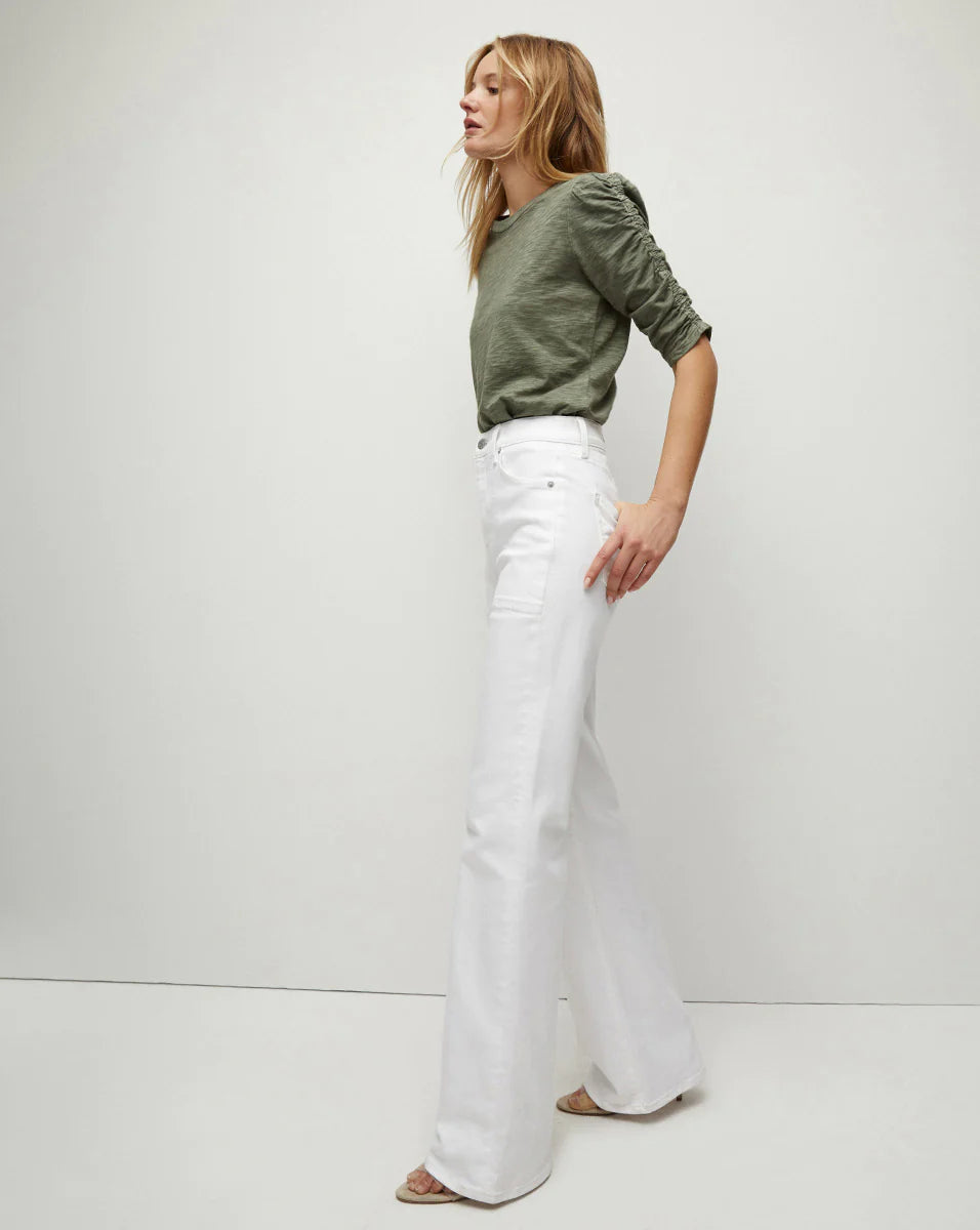 Crosbie Wide Leg Pants for Women - High Waisted Flowy Trousers in White | Comfortable & Stylish for Office, Casual Wear & Travel