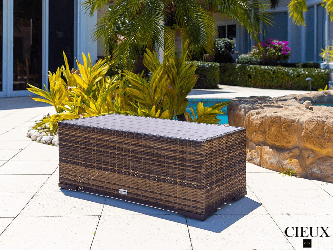 Brown Wicker Patio Furniture Set - 3-Piece Outdoor Sofa, Club Chair & Coffee Table with Sunbrella Taupe Cushions | Durable All-Weather Rattan Living Room Set for Backyard, Poolside & Garden Relaxation