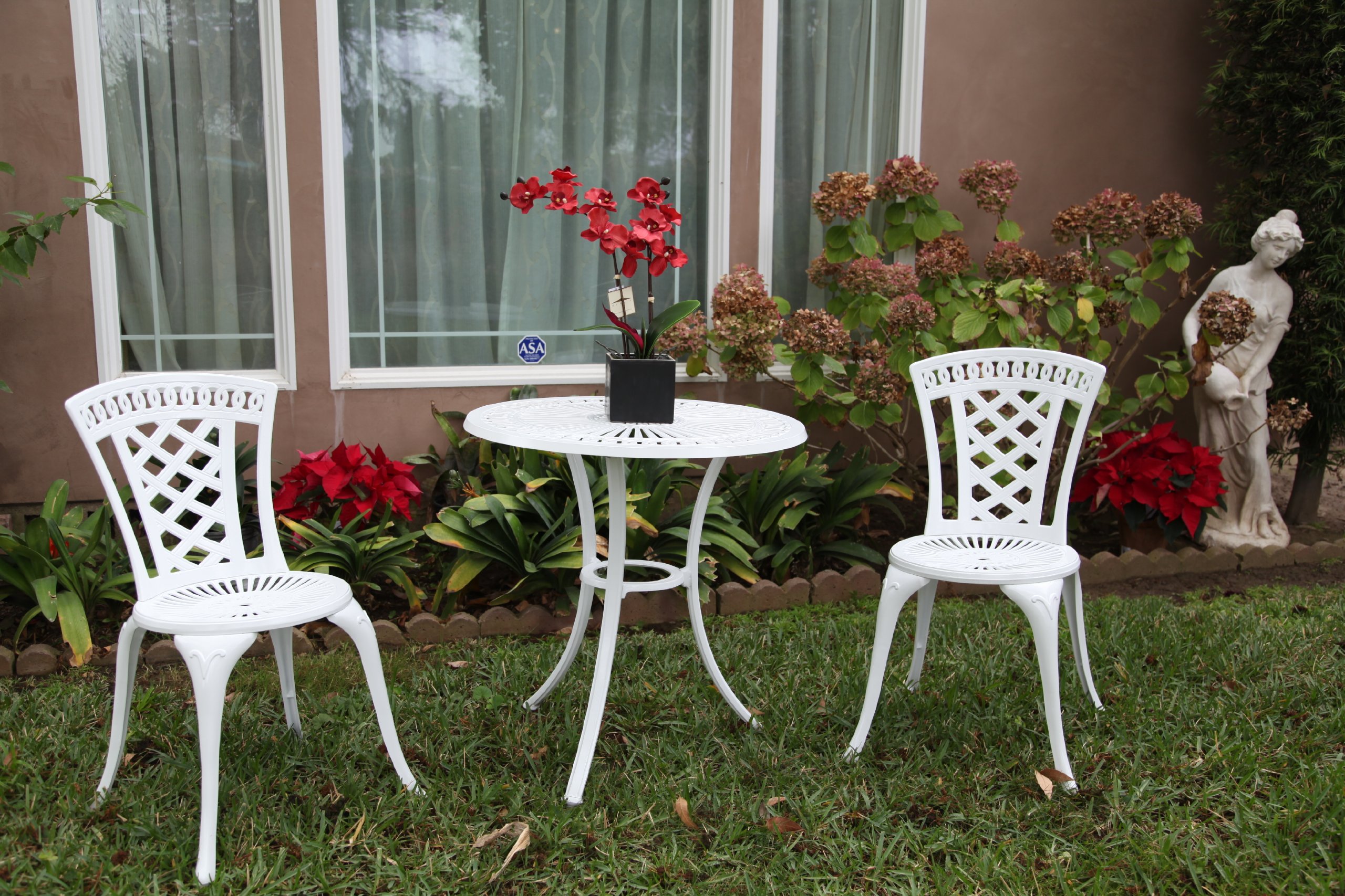 Outdoor Patio Furniture Set - 3-Piece Aluminum Deck Chairs with 27.5