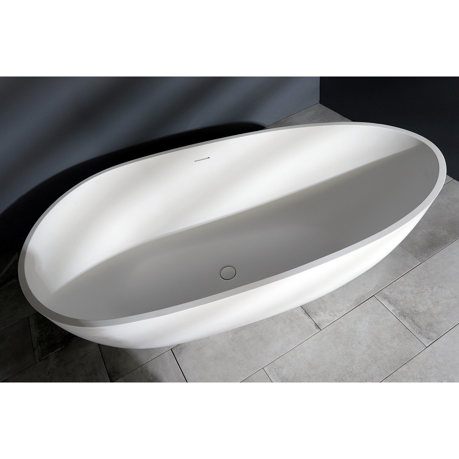 Arcticstone 67 Inch Freestanding Bathtub - Matte White Egg-Shaped Solid Surface Tub with Drain | Double Ended Soaking Tub for Luxury Bathroom & Spa Relaxation
