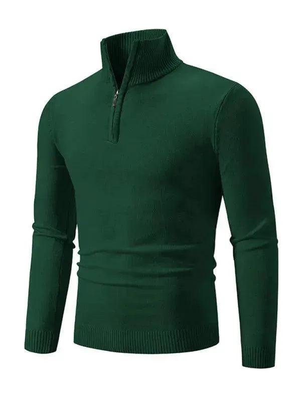 Men's Zipper Turtleneck Pullover Sweater - Warm Winter Knitwear for Casual Outfits & Office Wear