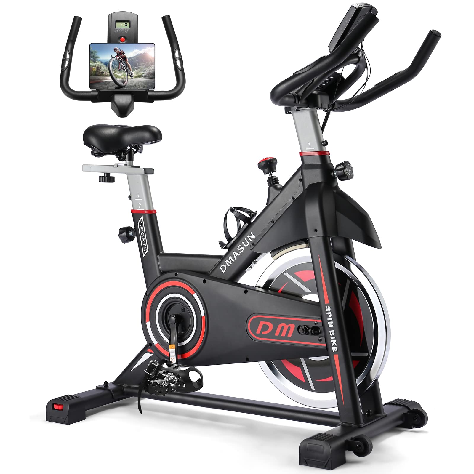 DMASUN Indoor Cycling Bike - Stationary Exercise Bike with Comfortable Seat Cushion, Digital LCD Display & Heart Rate Monitor, iPad Holder for Home Gym Workouts - Perfect for Cardio Training, Weight Loss & Indoor Cycling Classes