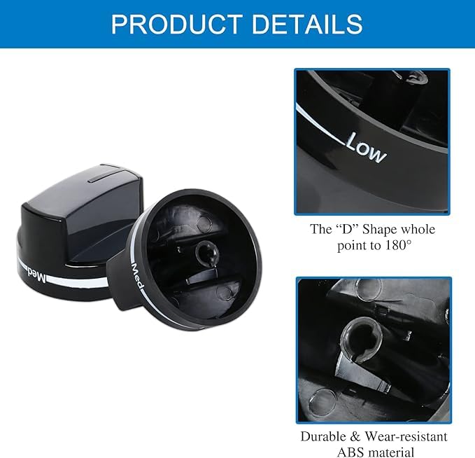 Whirlpool WPW10339442 Gas Stove Knob Replacement - Black Stove Control Knob Compatible with Whirlpool Range, Stove, Oven (1 Pack) | Perfect for Kitchen Appliance Repair & DIY Maintenance