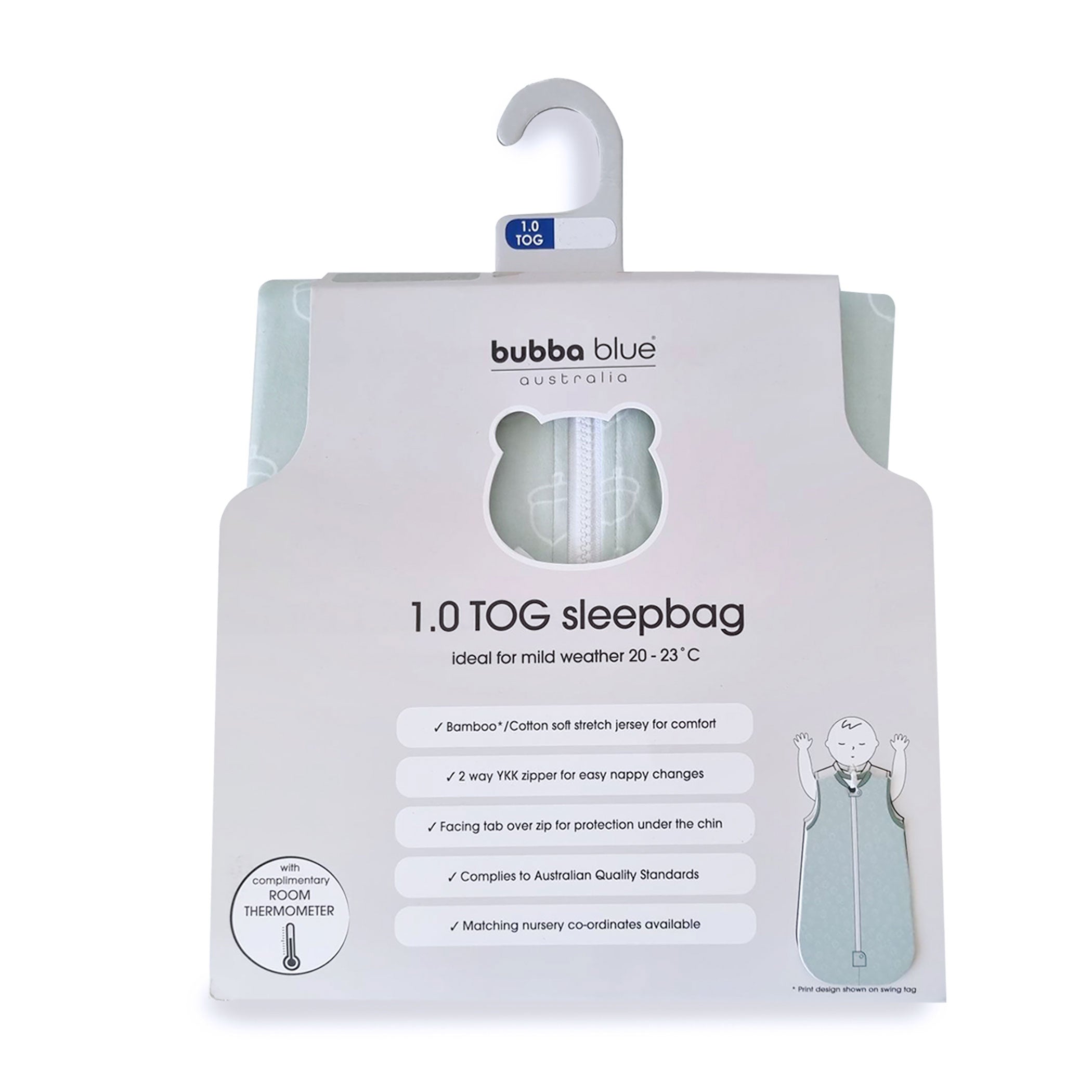 Nordic 1.0 TOG Baby Sleep Sack - Breathable Cotton Sleeping Bag for Infants 0-24 Months, Avocado Forest Print - Perfect for Nursery, Daycare & Travel