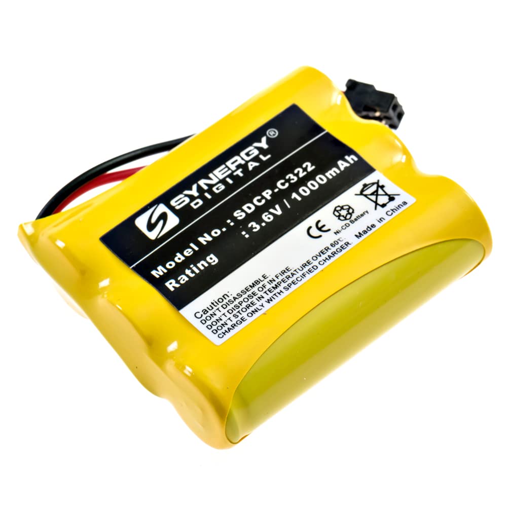 Synergy Digital Rechargeable Ni-CD 3.6V 1000mAh Cordless Phone Batteries - 5 Pack - Compatible with Panasonic P-P508, P-P510, P-P510A, PQP510VC, PQP85AA3A, TL26560 - Perfect for Home & Office Cordless Phones, Long-Lasting Power Solution