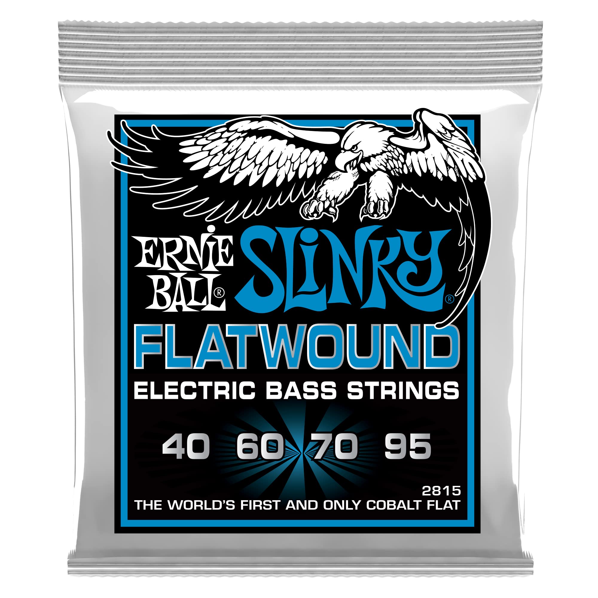 Ernie Ball Extra Slinky Flatwound Bass Guitar Strings 40-95 Gauge (P02815) - Perfect for Jazz, Funk & Studio Recording