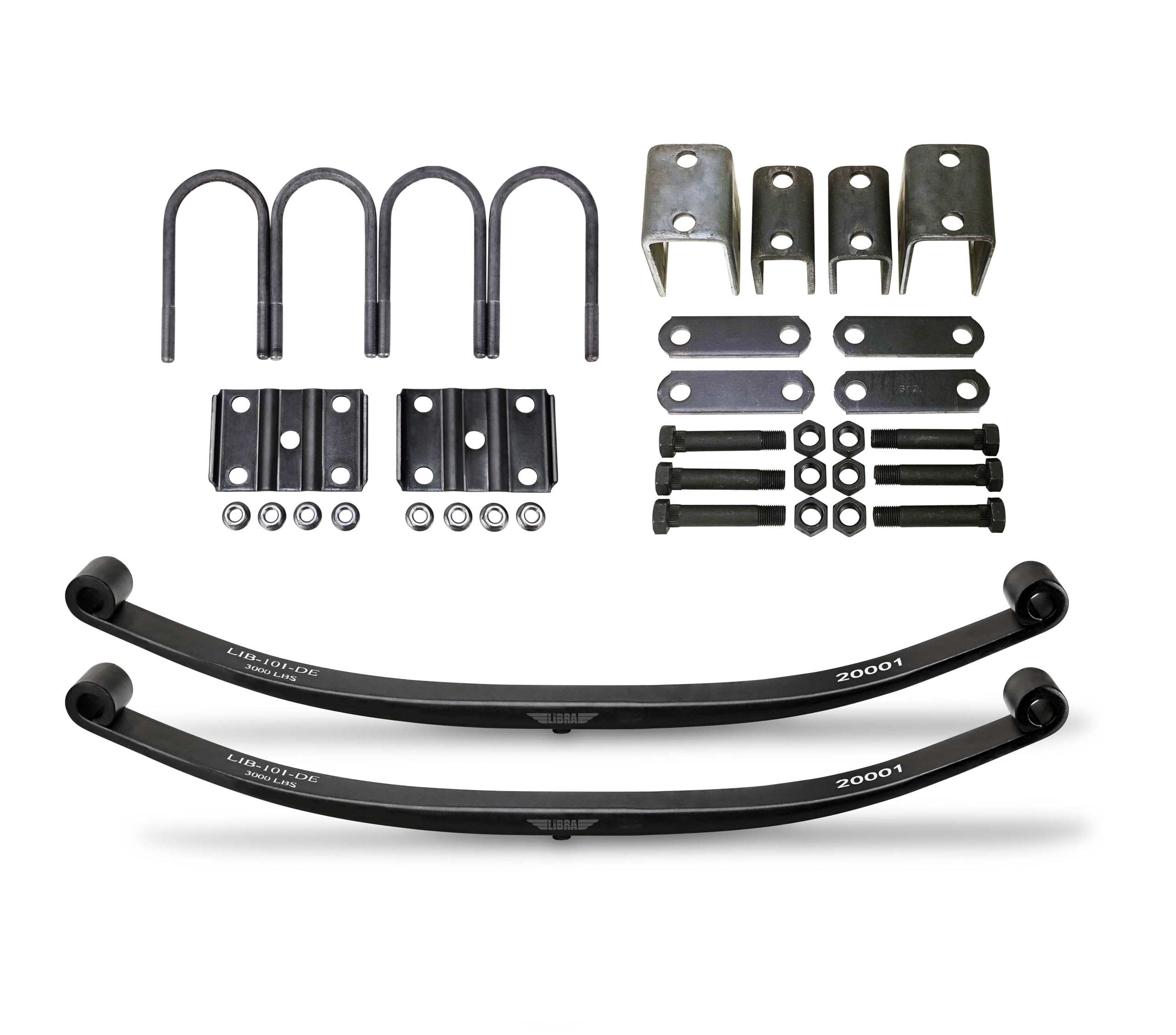 6000lbs Mobile Home Trailer Axle Kit - Heavy Duty Single Suspension System with 3000lbs Leaf Springs, U Bolt & Hanger Kit for RV, Camper, and Travel Trailer Repairs