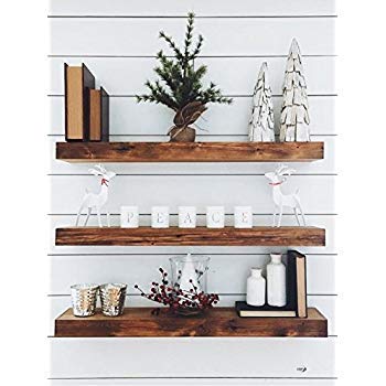 Handmade Rustic Pine Wood Floating Shelves Set of 3 - 1.5