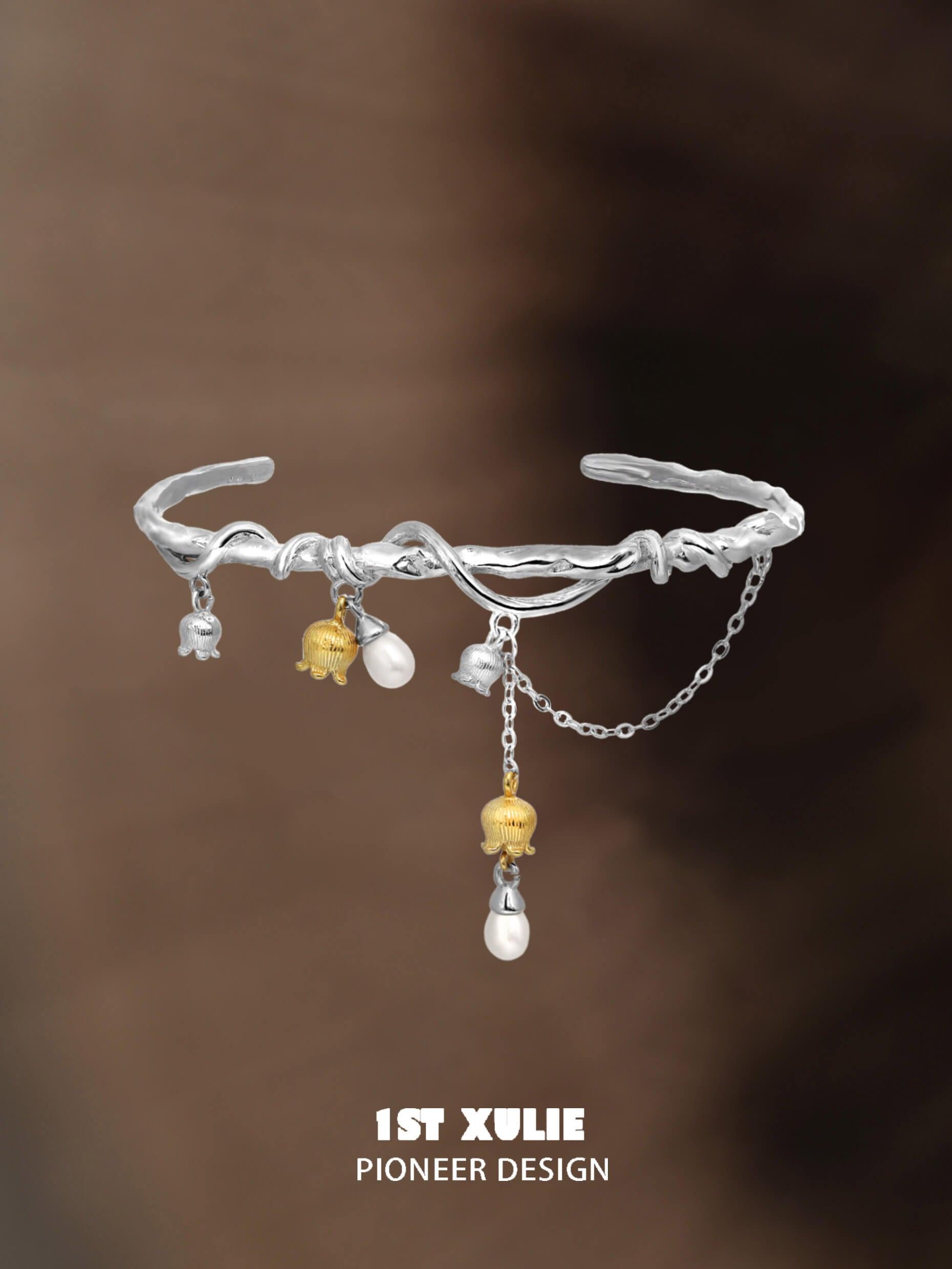 18K Gold Plated Tulip Pearl Bracelet for Women - Elegant Mermaid Tears Design, Perfect for Weddings, Parties & Special Occasions
