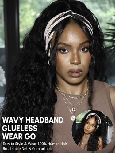 Headband Water Wave Wig Natural Color