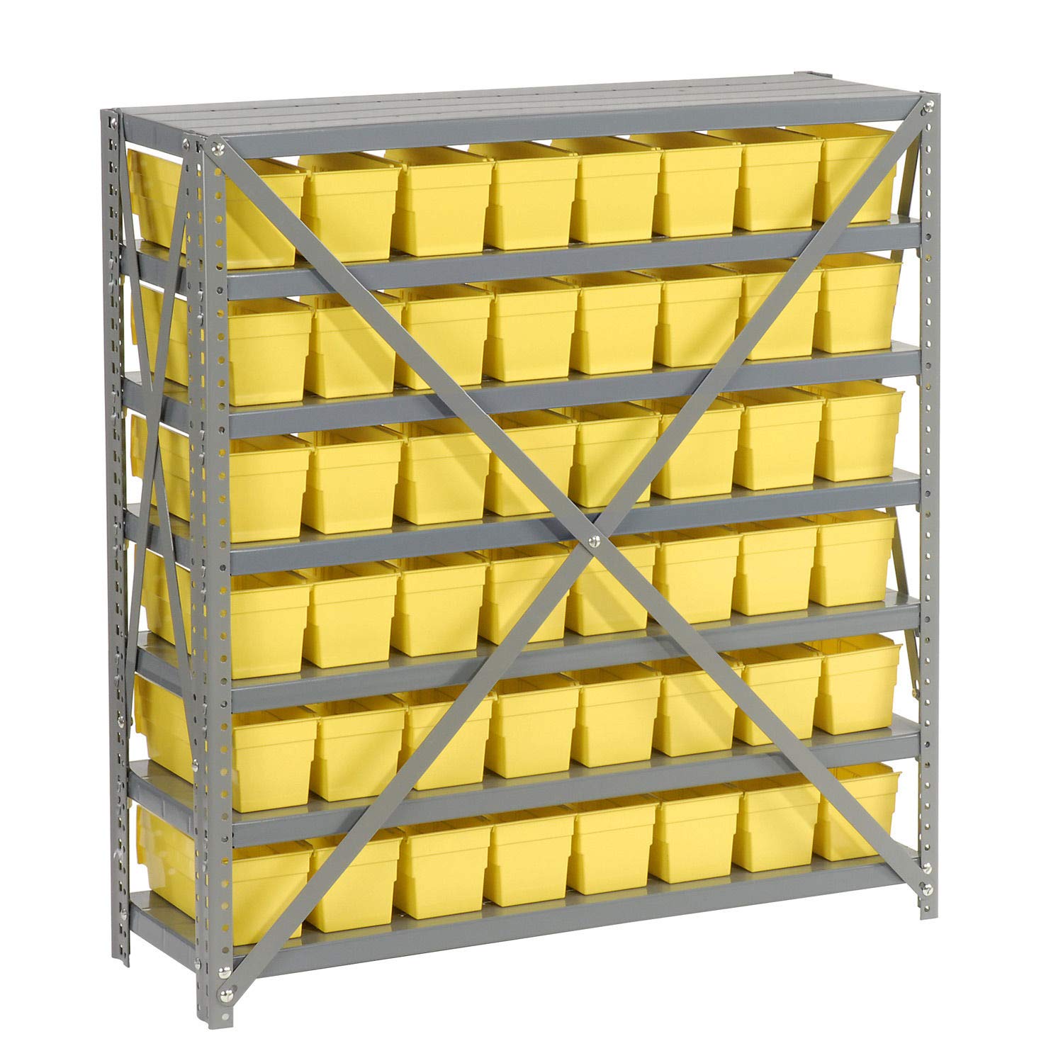 Global Industrial 7-Shelf Steel Shelving Unit with 48 Plastic Bins (4