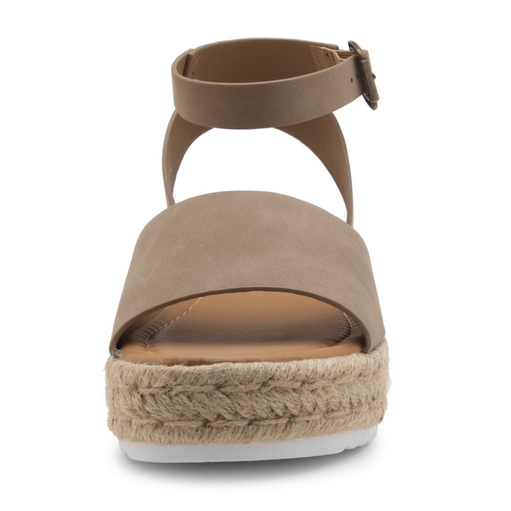 Legossa Women's Platform Sandals with Ankle Strap - Comfortable Open Toe Espadrille Wedge Flats for Summer | Casual Black, White & Tan Shoes for Beach, Vacation & Everyday Wear