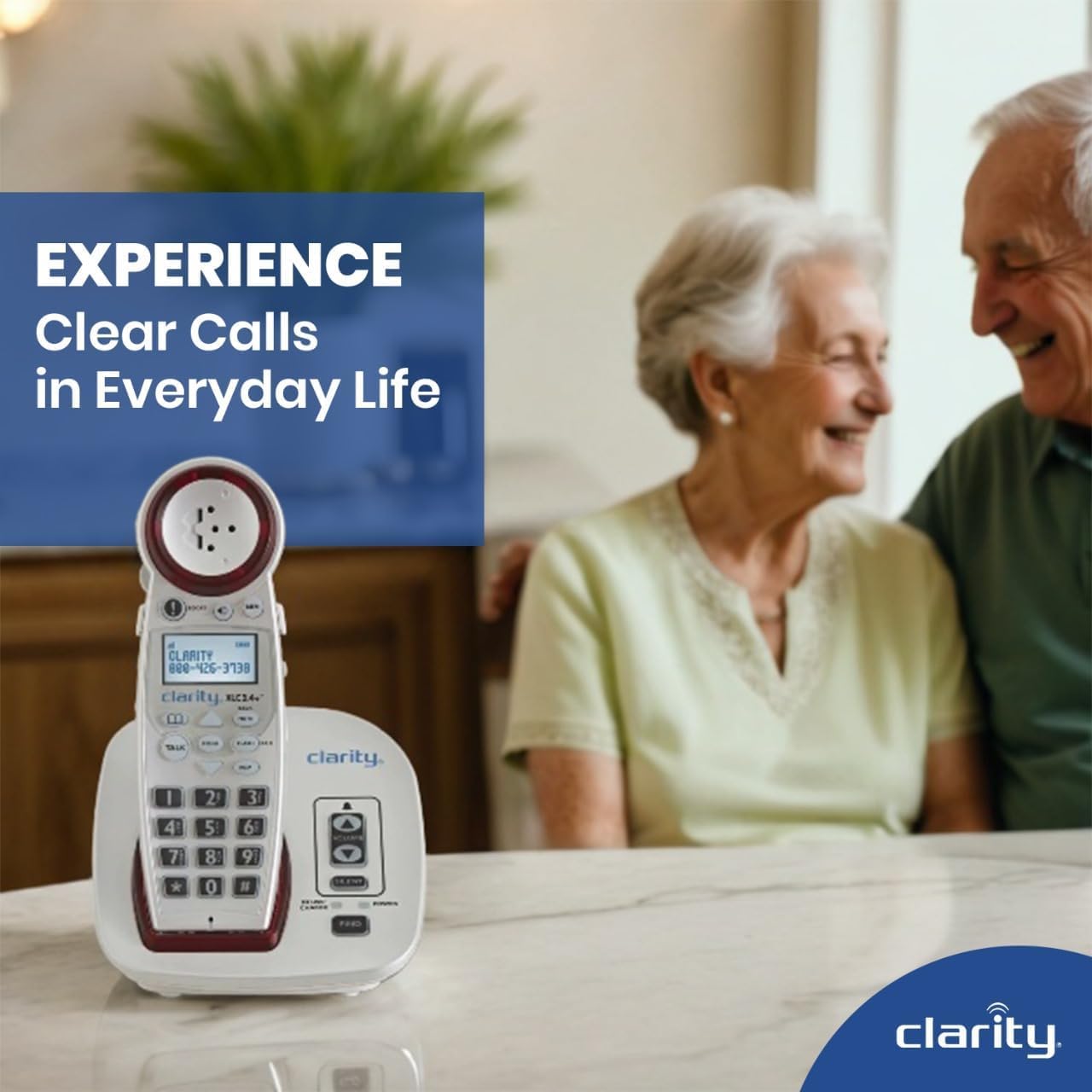 Clarity XLC3.4+ Amplified Cordless Phone for Seniors & Hearing Impaired - 50dB Loud Sound, Talking Caller ID, Big Buttons | Home & Office Use for Elderly with Hearing Loss